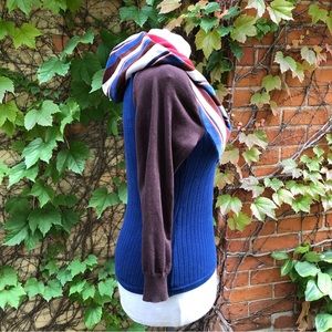 Retro Stripe Sweater Cotton Upcycled Embody Streetwear Hooded Fall Top
